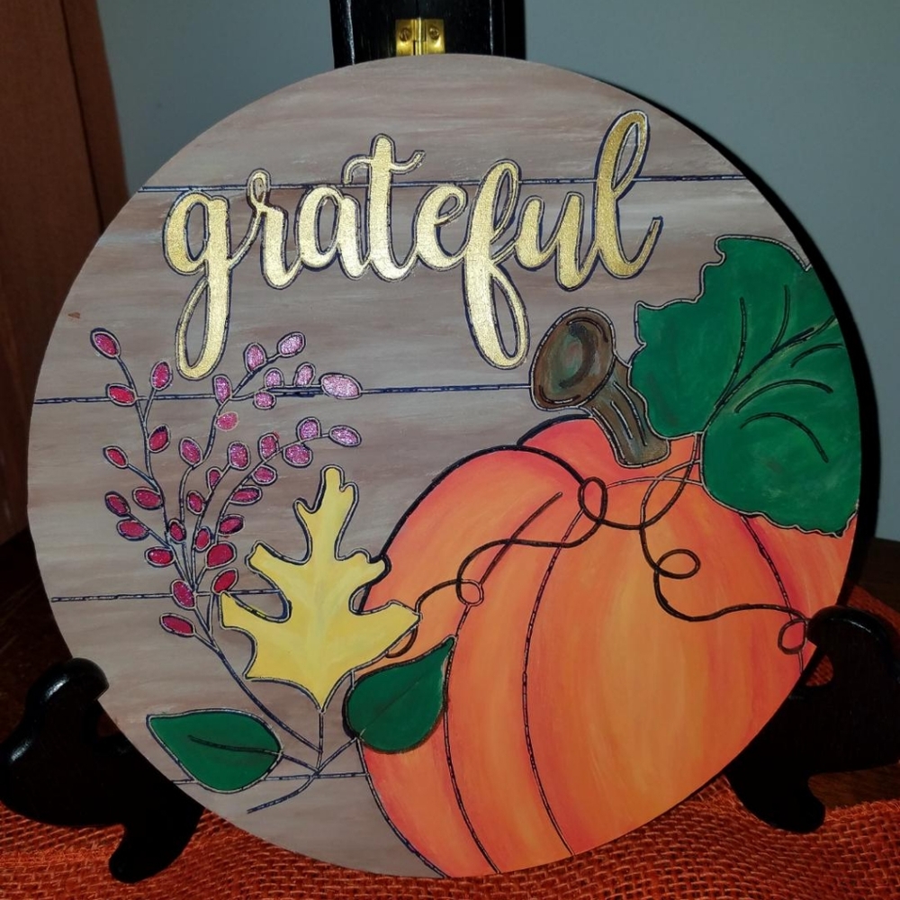 Grateful pumpkin sign
